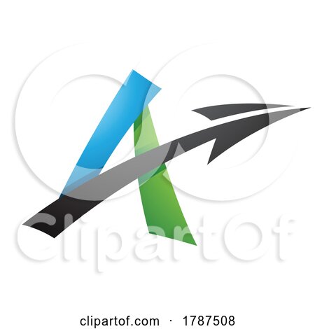 Shaded Freestyle Letter a with an Arrow in Green Blue and Black Colors by cidepix