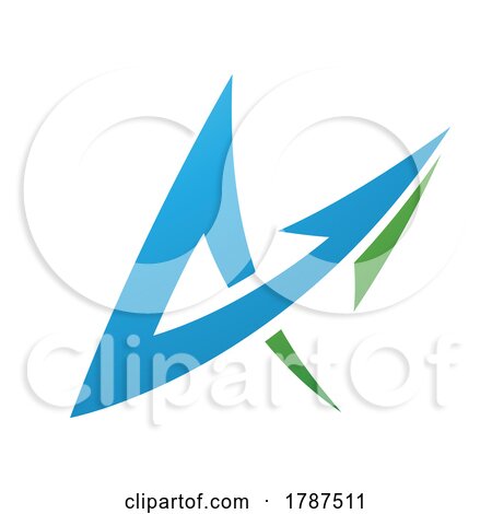Spiky Arrow Shaped Letter a in Blue and Green Colors by cidepix