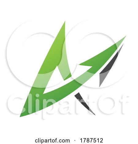 Spiky Arrow Shaped Letter a in Green and Black Colors by cidepix