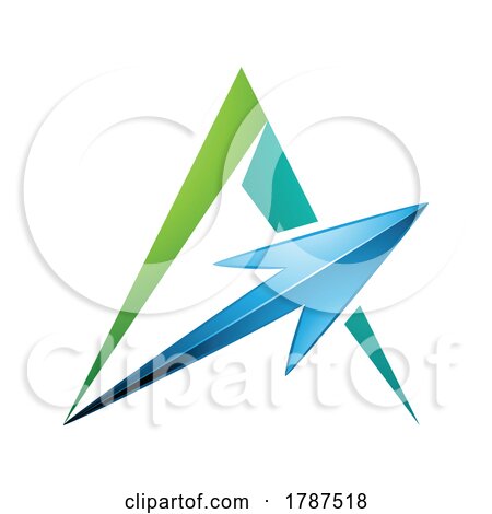 Spiky Triangular Green Letter a with a Blue Arrow by cidepix