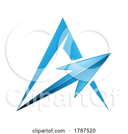 Spiky Triangular Letter a with a Blue Arrow by cidepix