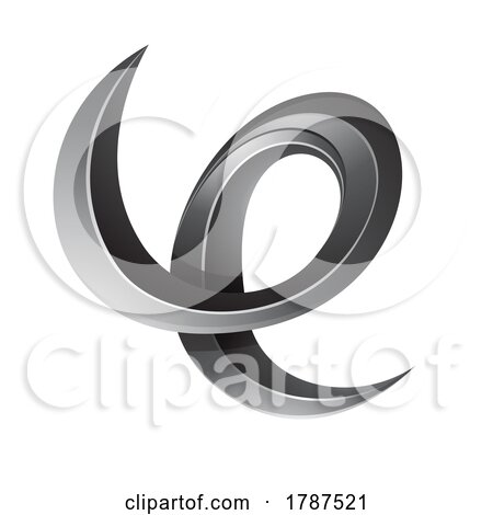 Swirly Glossy Embossed Letter E in Black by cidepix