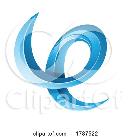 Swirly Glossy Embossed Letter E in Blue by cidepix
