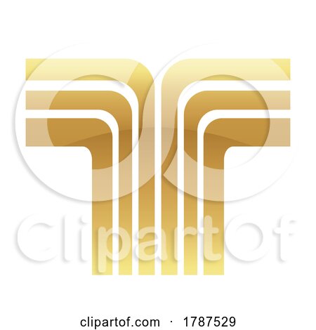 Golden Letter T with Retro Stripes on a White Background by cidepix