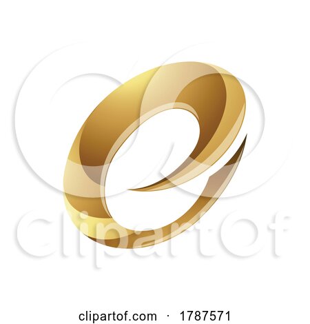 Golden Glossy Spiky Round Letter E Icon on a White Background by cidepix