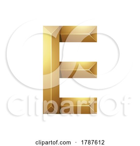 Golden Letter E Made of Pyramidical Rectangles on a White Background by cidepix