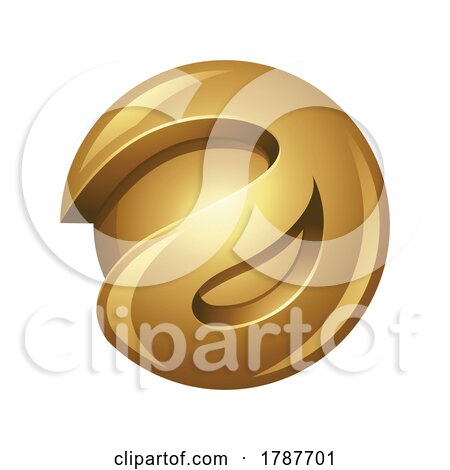 Golden Abstract Letter a Sphere on a White Background by cidepix