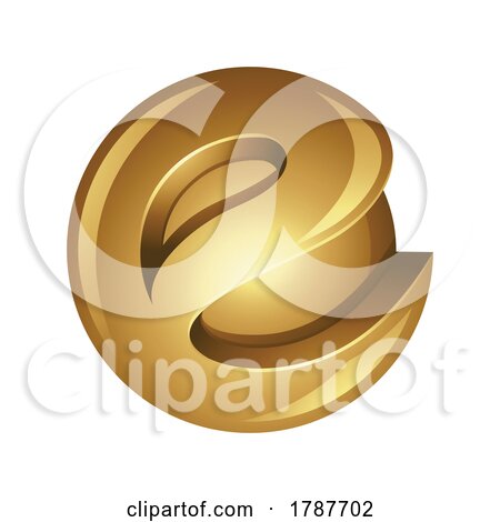 Golden Abstract Letter E Sphere on a White Background by cidepix