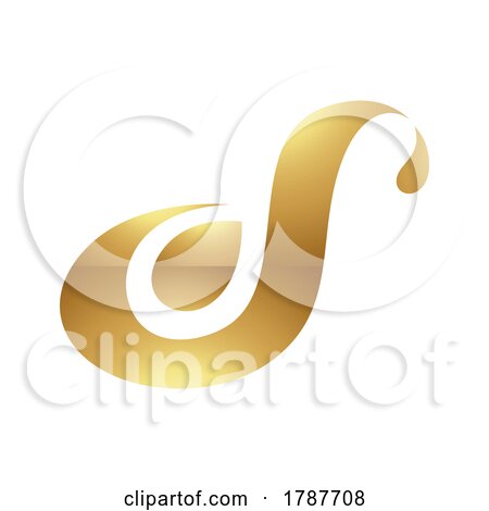 Golden Curvy Letter S or D on a White Background by cidepix