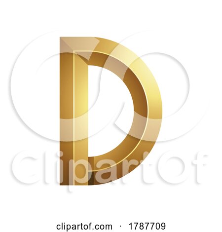 Golden Embossed Bold Letter D Icon on a White Background by cidepix