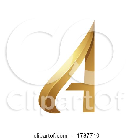 Golden Embossed Curved Capital Letter a on a White Background by cidepix