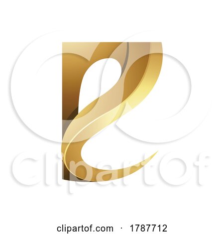 Golden Embossed Curvy and Spiky Letter E on a White Background by cidepix