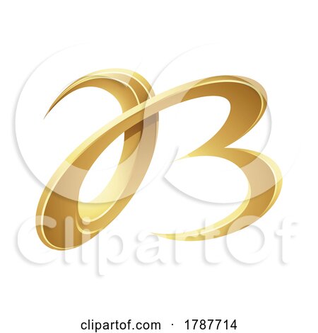 Golden Embossed Curvy Letter B on a White Background by cidepix