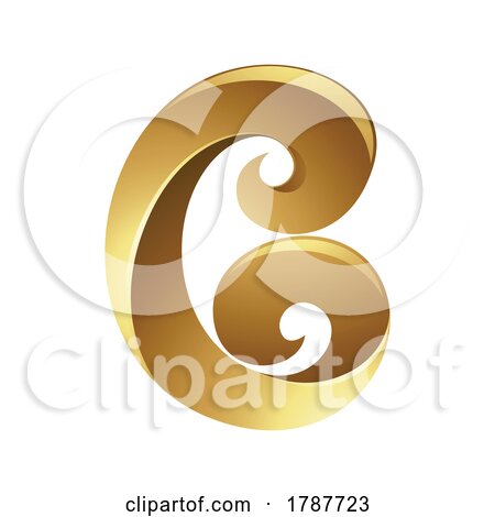 Golden Glossy Curvy Letter C on a White Background by cidepix