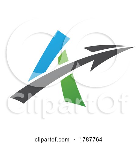 Freestyle Letter a with an Arrow in Green Blue and Black Colors by cidepix