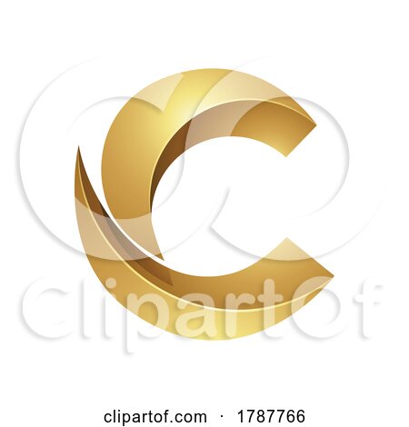 Golden 3d Letter C Resembling Melon Slices on a White Background by cidepix