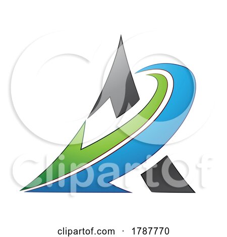 Curved Black Triangle with a Green and Blue Arrow by cidepix