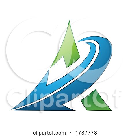 Curved Green Triangle with a Blue Arrow by cidepix