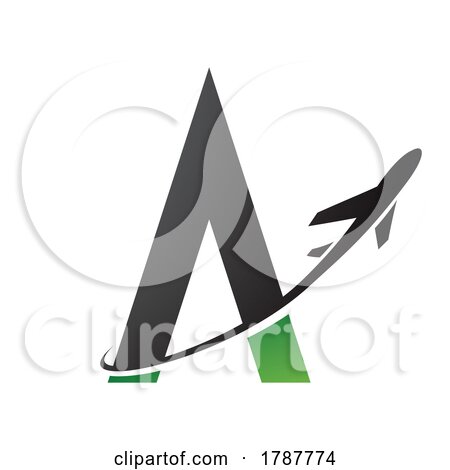 Black and Green Letter a and Airplane by cidepix