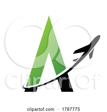 Black and Green Letter a with an Airplane by cidepix
