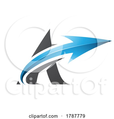 Bold Curvy Black Letter a with a Glossy Blue Arrow by cidepix