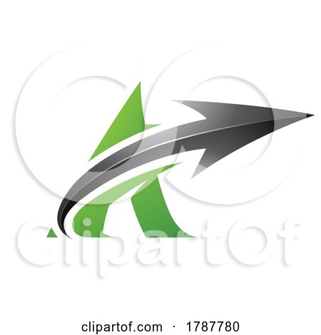 Bold Curvy Green Letter a with a Black Glossy Arrow by cidepix
