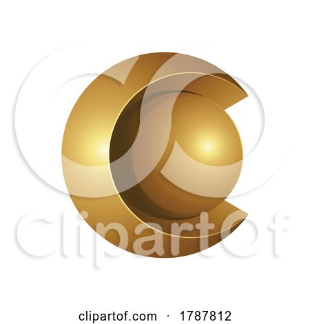 Golden Shiny Bold Round Letter C on a White Background by cidepix