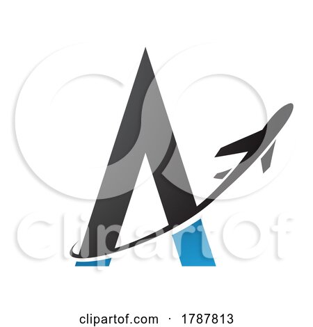 Black and Blue Letter a and Airplane by cidepix