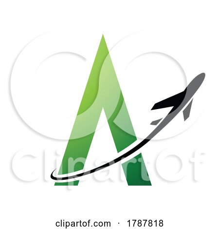 Black Airplane over a Green Letter a by cidepix