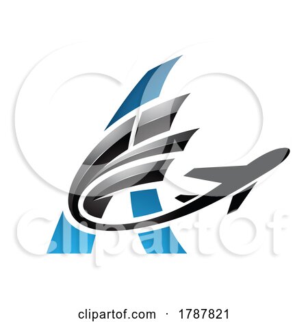 Airplane with Glossy Tail Flying over a Blue Letter a by cidepix