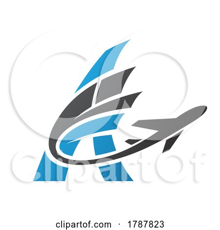 Airplane with Tail Flying over a Blue Letter a by cidepix