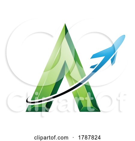 Airplane Flying Around a Green Embossed Letter a by cidepix