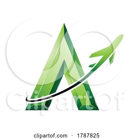 Airplane Flying Around an Embossed Green Letter a by cidepix
