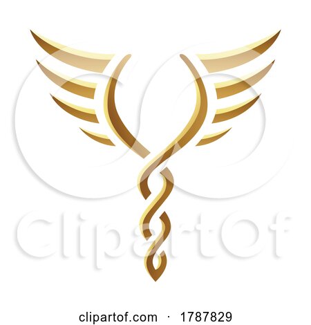 Golden Twisted Torch with Wings on a White Background by cidepix
