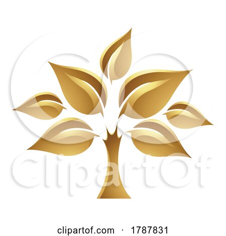 Golden Tree of Leaves on a White Background by cidepix