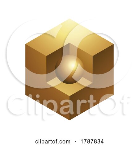Golden Sphere and Cube on a White Background by cidepix