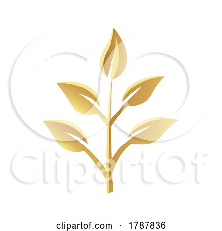 Golden Small Glossy Leaves on a White Background by cidepix
