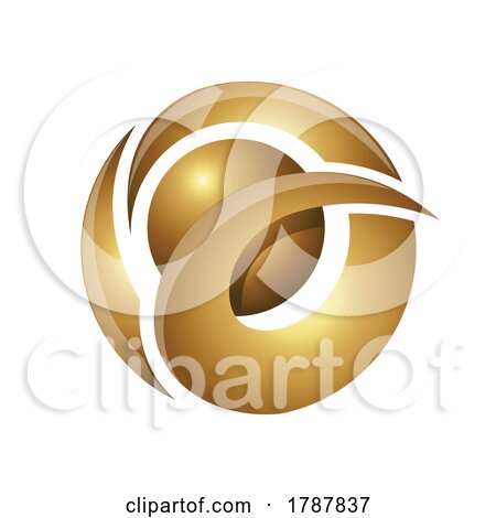 Golden Shiny Sphere with Wavy Shapes on a White Background by cidepix