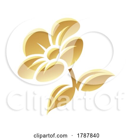 Golden Flower and Leaves on a White Background by cidepix