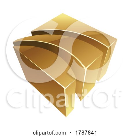 Golden Glossy 3d Striped Shape on a White Background by cidepix
