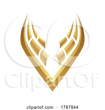 Golden Glossy Abstract Horns on a White Background by cidepix