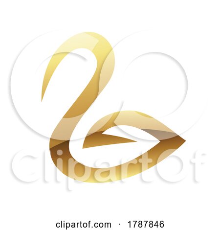 Golden Glossy Abstract Swan on a White Background by cidepix