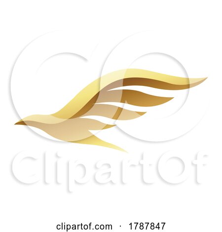 Golden Glossy Flying Bird on a White Background by cidepix
