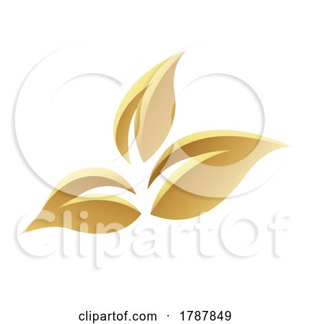 Golden Glossy Leaves on a White Background - Icon 1 by cidepix