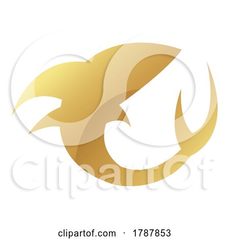 Golden Glossy Shark Icon on a White Background by cidepix