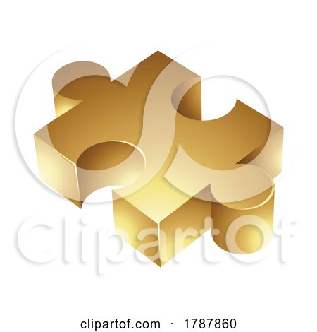Golden Jigsaw Piece on a White Background by cidepix