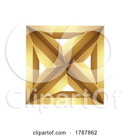 Golden Embossed Square Made of Triangles on a White Background by cidepix