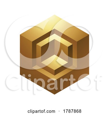 Golden Embossed Hexagonal Cube Shapes on a White Background by cidepix
