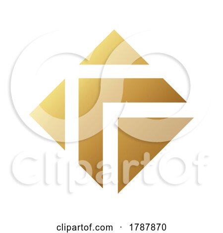 Golden Arrow Diamond Icon on a White Background by cidepix