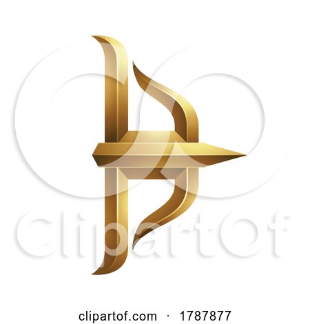 Golden Embossed Bow and Arrow Icon on a White Background by cidepix